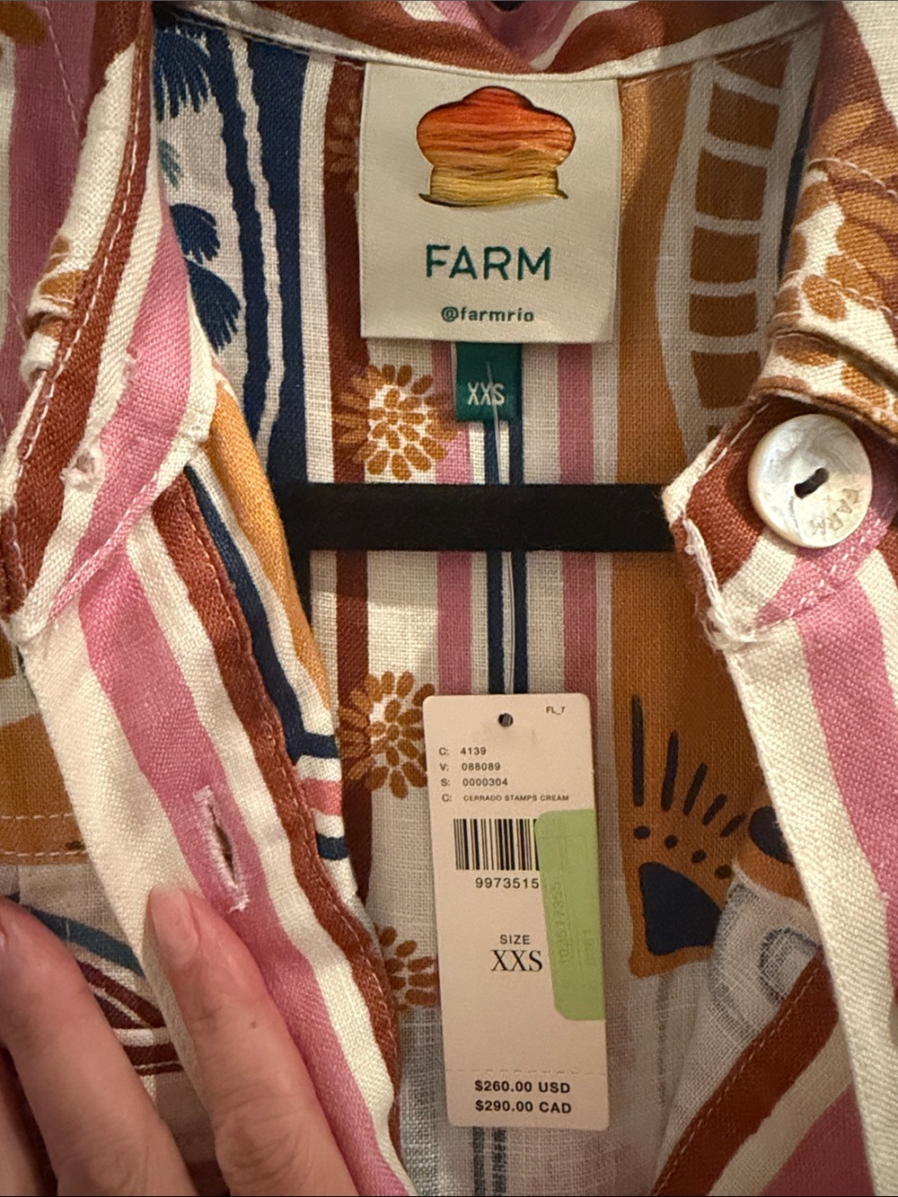 FARM Rio Multicolor Printed Shirt Dress with Belt - Blue, Pink, Mustard, Cream - Picture 2 of 5